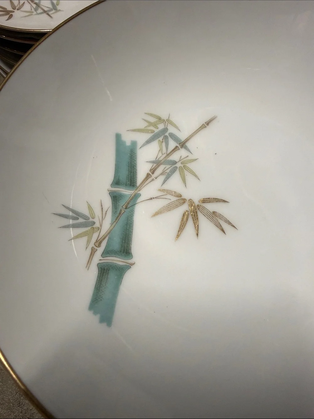 Vintage Noritake Oriental 6341 Japan 55-Piece China Set Bamboo Gold Trim dinner